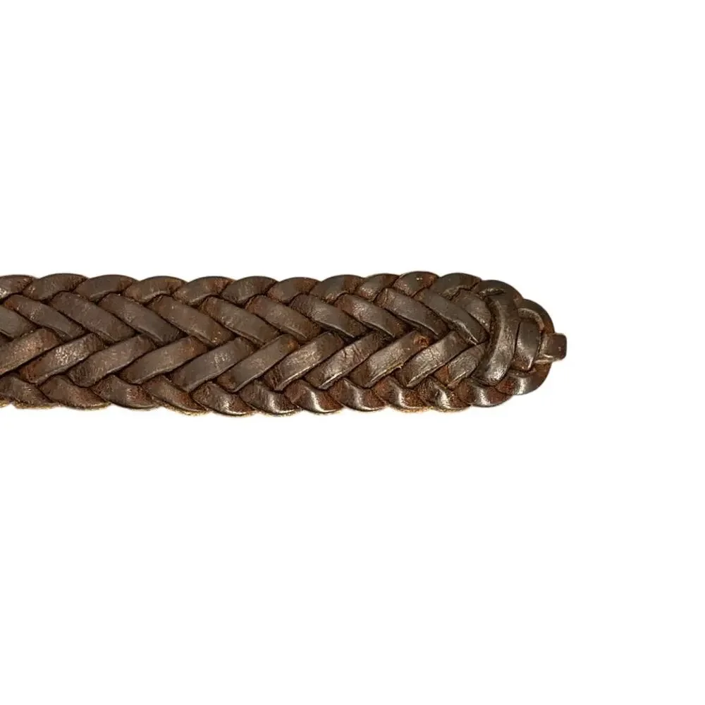 Vintage Dockers Brown Braided Leather Adjustable Belt 41”-45”